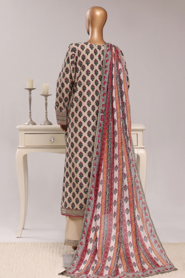 Sadabahar Regal Festive Emb Lawn Vol-3 Ready to Wear Collection | Beige