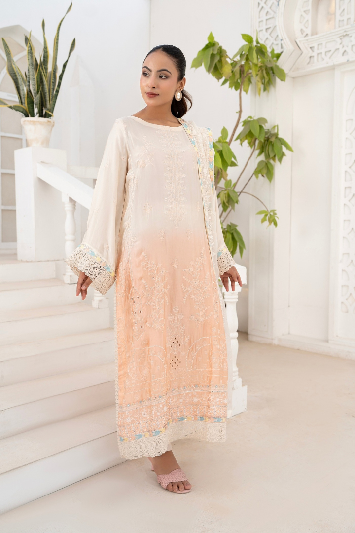 Shaanse Luxury Ombre Silk Vol-6 Ready to Wear Collection 2026 | Off White Peach