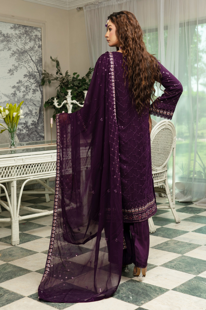 Agha Noor Qurbat Chiffon Handwork Ready to Wear Collection 2026 | Purpal - Mirha Fashion