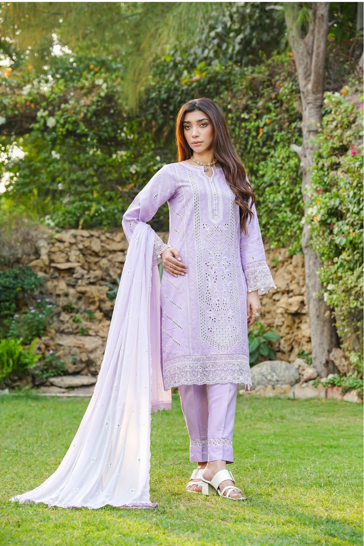 Shaanse Cyra Cotton Silk 3PCS Ready to Wear Collection Dec-2025 | Lavender