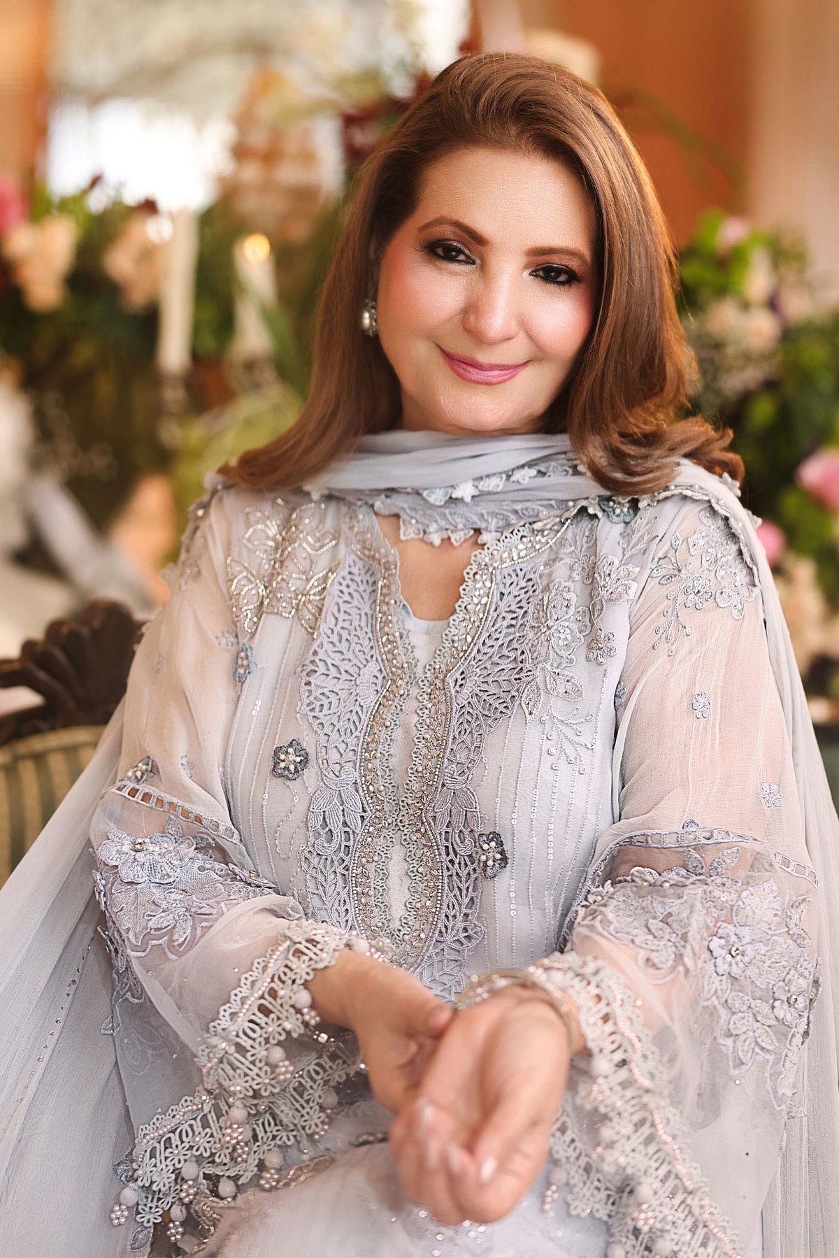 Maria B Chiffon Unstitched  Collection  2026 | MPC-26-206-Muted Blue