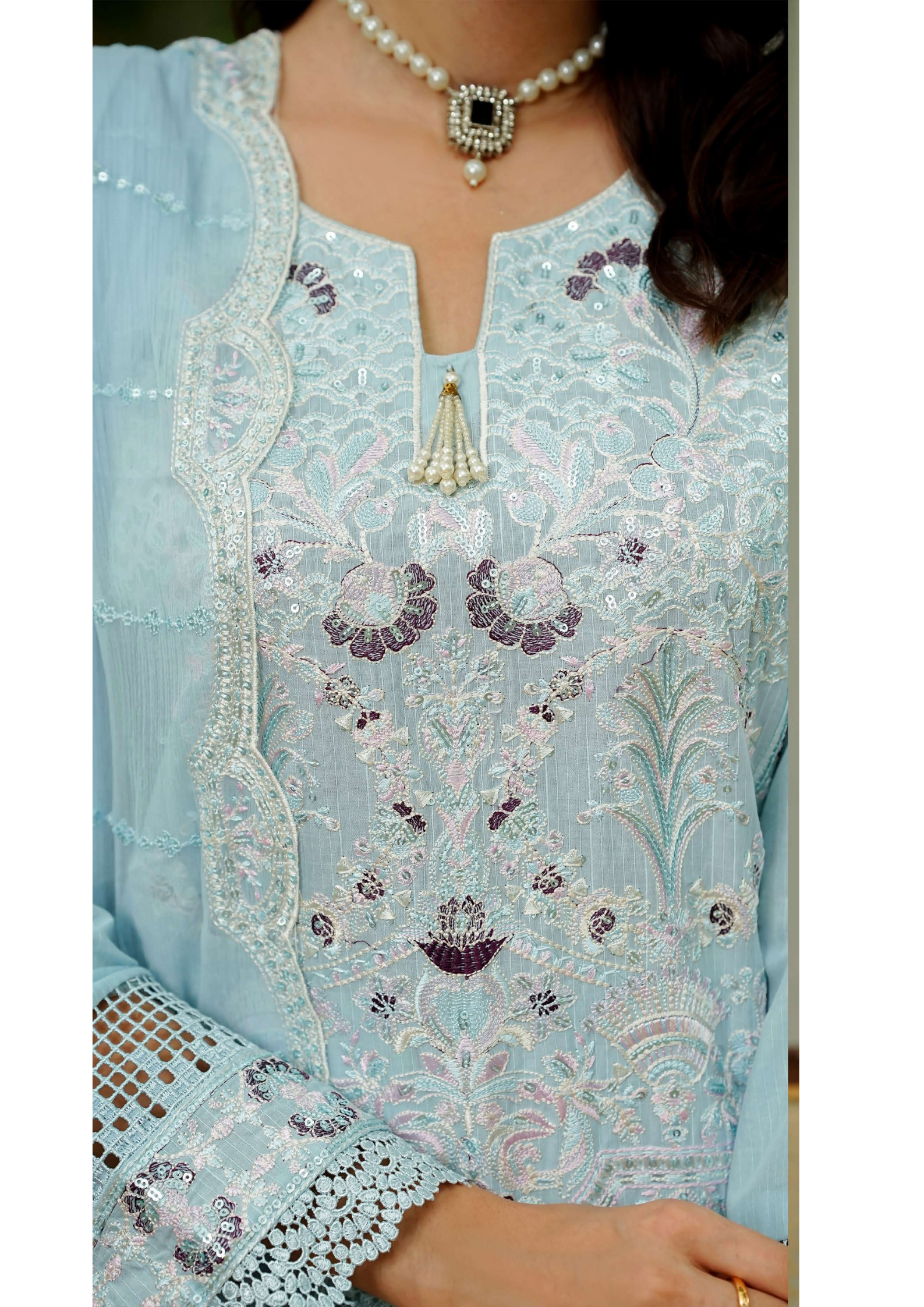 Agha Noor Cotton Ready To Wear Collection Ronak 2025 | SkyBlue