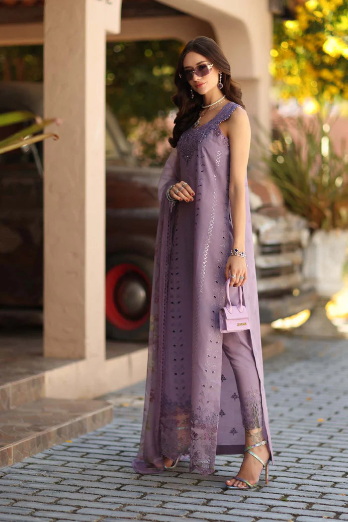 Noor By Saadia Asad Luxe Chikenkari Unstitched Collection 2026 | D4-A French Violet - Mirha Fashion