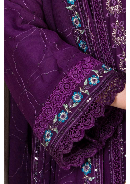 Agha Noor Chiffon Gharara Roshni Ready to Wear Collection 2025 D06 | Purple