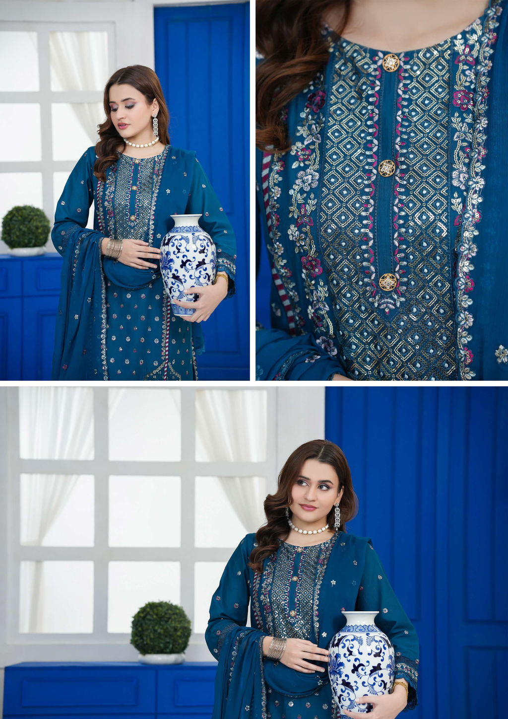 Agha Noor Cotton Ready To Wear Collection Khushi | Blue
