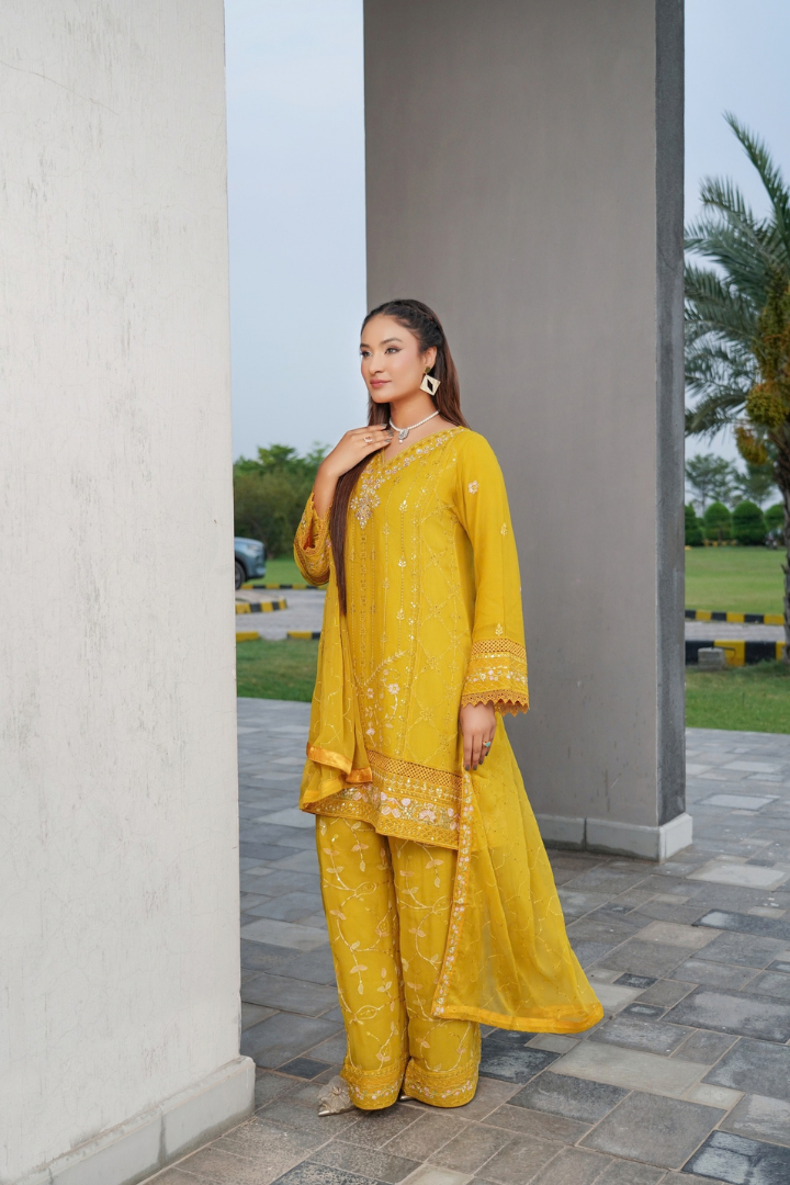 Agha Noor Shein Chiffon Ready to Wear Collection 2026 | Yellow