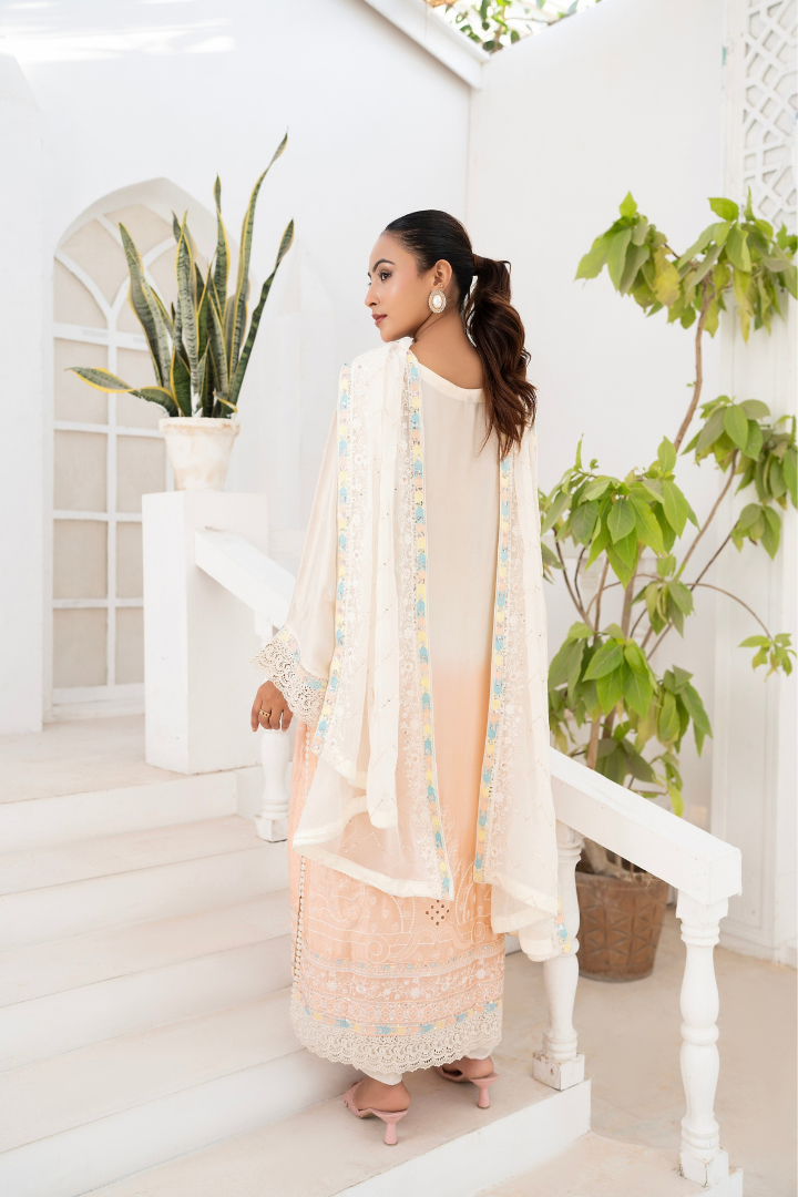 Shaanse Luxury Ombre Silk Vol-6 Ready to Wear Collection 2026 | Off White Peach