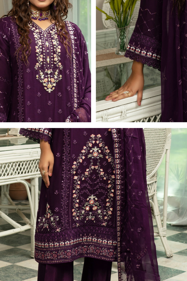 Agha Noor Qurbat Chiffon Handwork Ready to Wear Collection 2026 | Purpal - Mirha Fashion