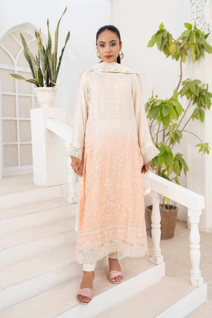 Shaanse Luxury Ombre Silk Vol-6 Ready to Wear Collection 2026 | Off White Peach