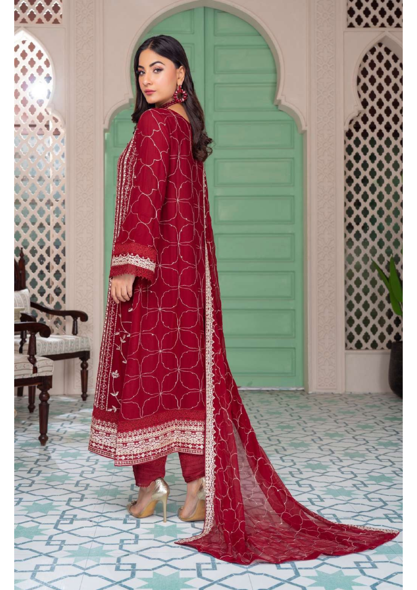 Agha Noor Shehnai Chiffon Ready to Wear Handwork Collection 25 | Red