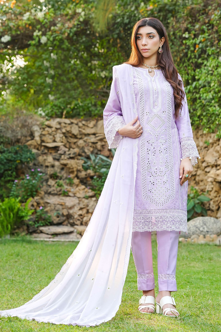 Shaanse Cyra Cotton Silk 3PCS Ready to Wear Collection Dec-2025 | Lavender
