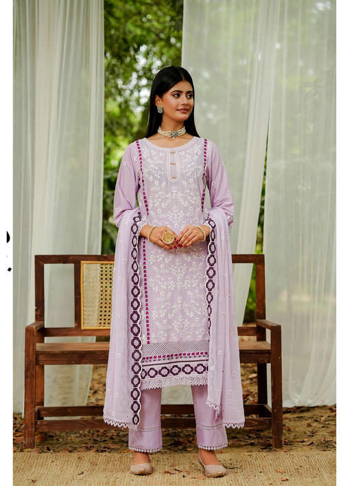 Agha Noor Cotton Ready To Wear Collection Ronak 2025 | Lavender - Mirha Fashion