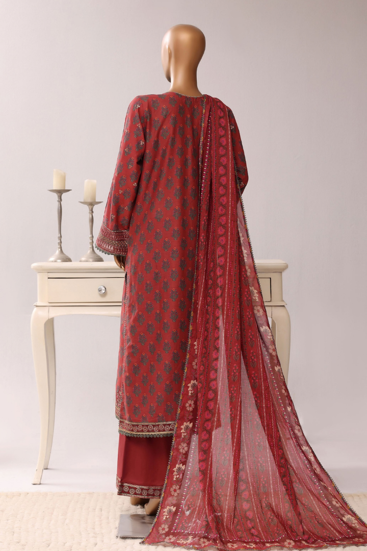 Sadabahar Regal Festive Emb Lawn Vol-3 Ready to Wear Collection | Red
