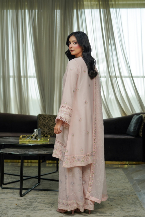 Agha Noor Shein Chiffon Ready to Wear Collection 2026 | Peach