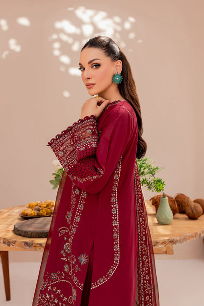Farasha Mehk Festive Lawn 2023 | Maroon Glare