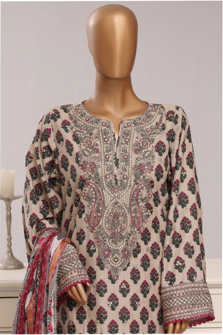 Sadabahar Regal Festive Emb Lawn Vol-3 Ready to Wear Collection | Beige