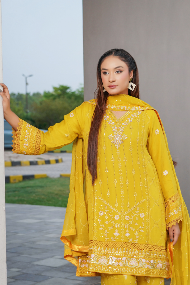 Agha Noor Shein Chiffon Ready to Wear Collection 2026 | Yellow
