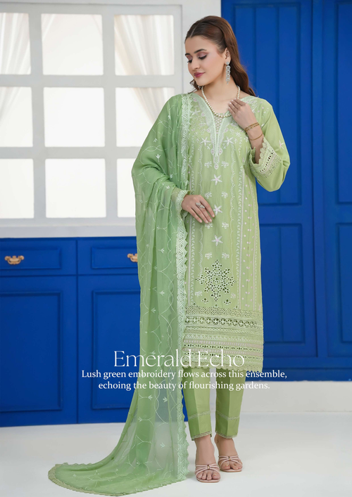 Agha Noor Cotton Ready To Wear Collection Khushi | Green - Mirha Fashion