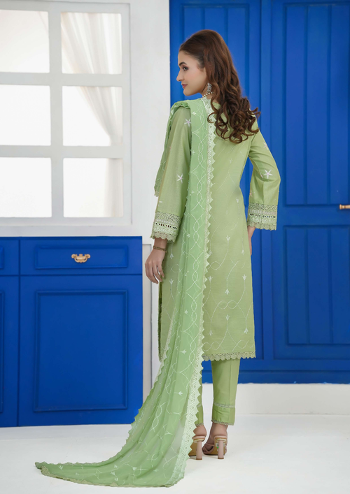 Agha Noor Cotton Ready To Wear Collection Khushi | Green - Mirha Fashion
