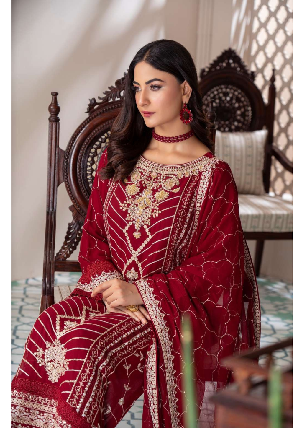Agha Noor Shehnai Chiffon Ready to Wear Handwork Collection 25 | Red