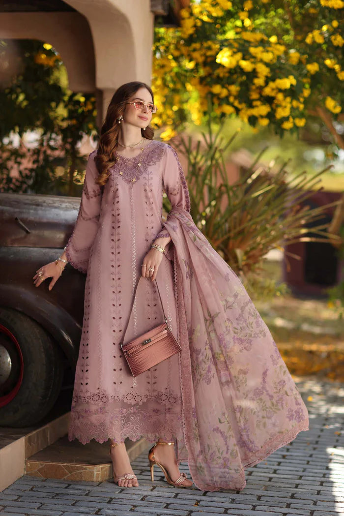 Noor By Saadia Asad Luxe Chikenkari Unstitched Collection 2026 | D4-B Dusky Rose - Mirha Fashion