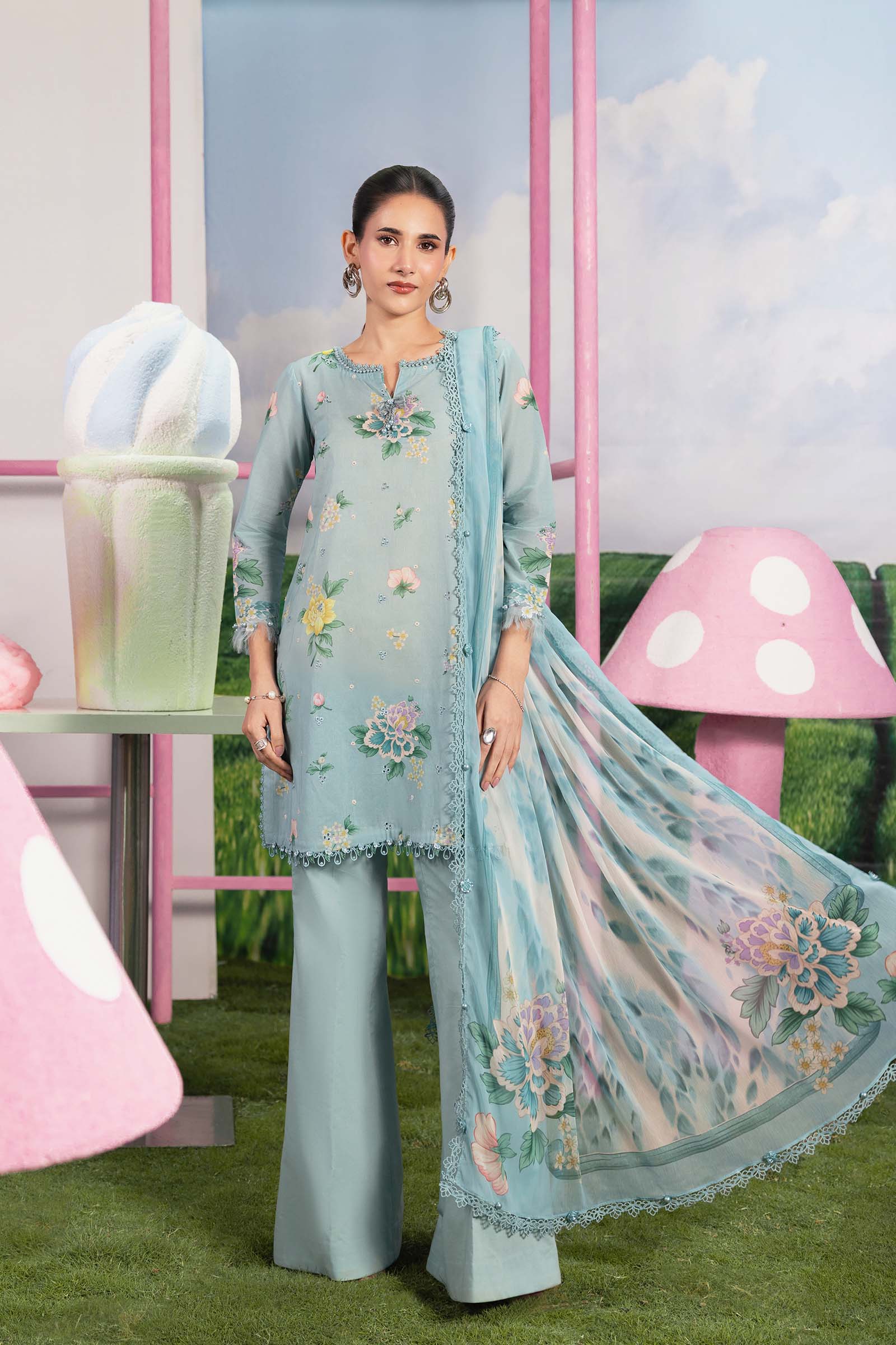 Maria B Mbasic Spring Summer Unstitched Collection | MB-CUSV13-8-B - Mirha Fashion