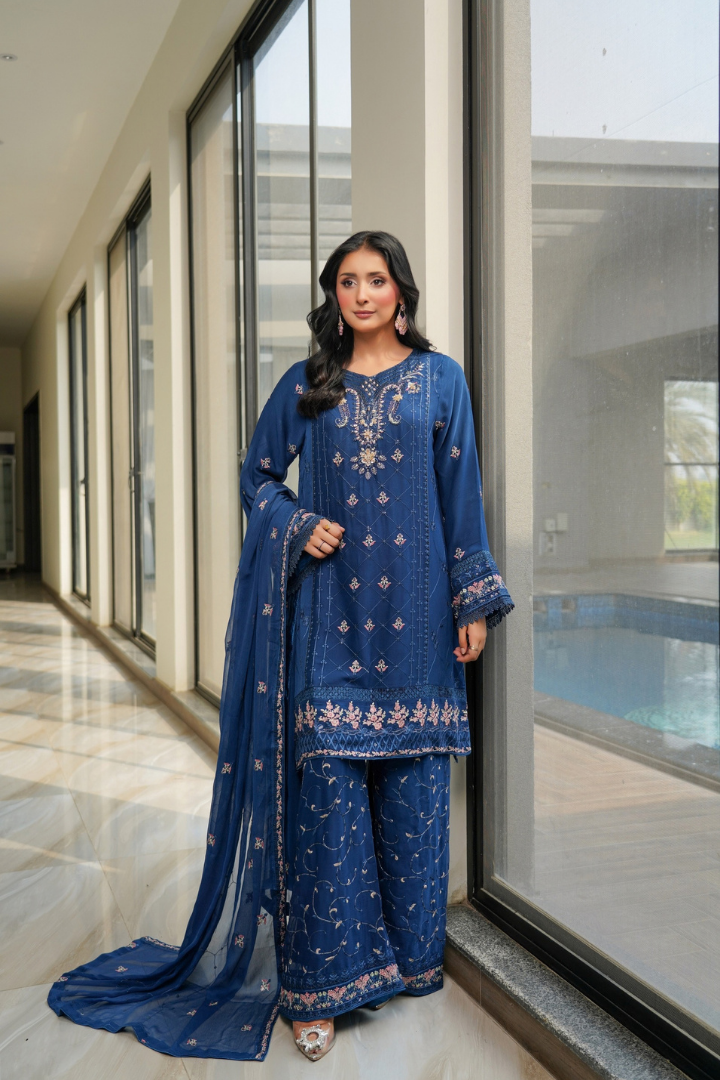 Agha Noor Shein Chiffon Ready to Wear Collection 2026 | Blue