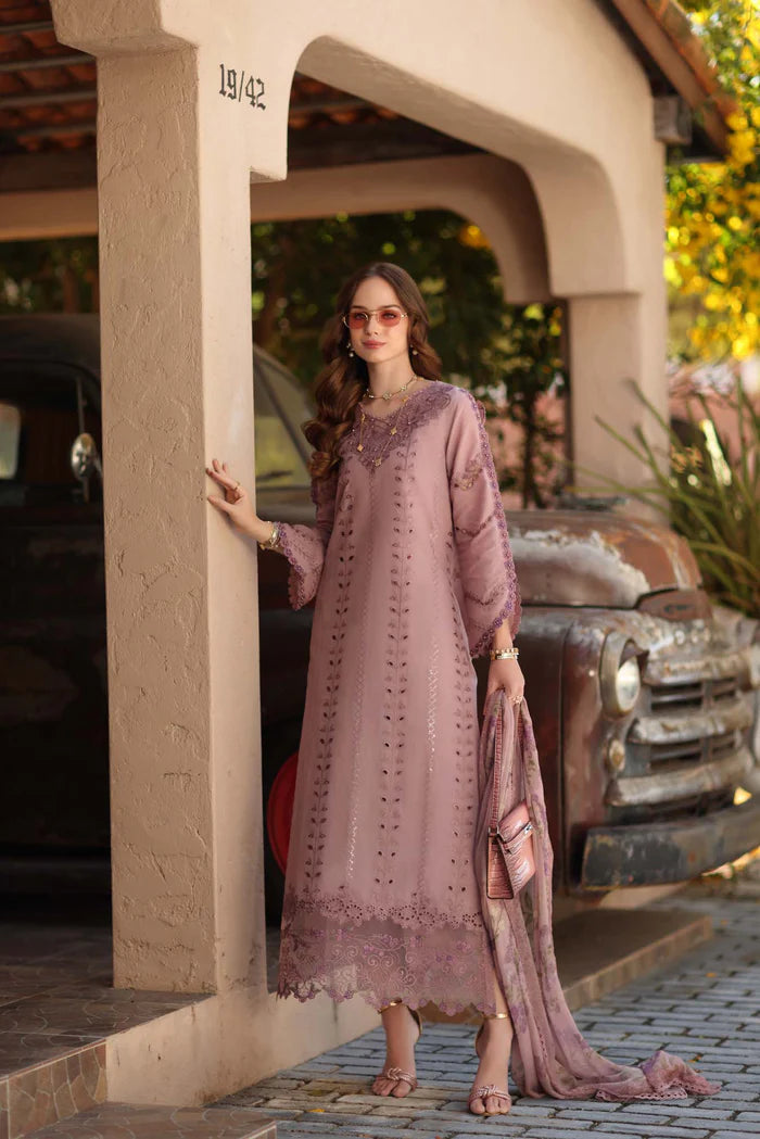 Noor By Saadia Asad Luxe Chikenkari Unstitched Collection 2026 | D4-B Dusky Rose - Mirha Fashion