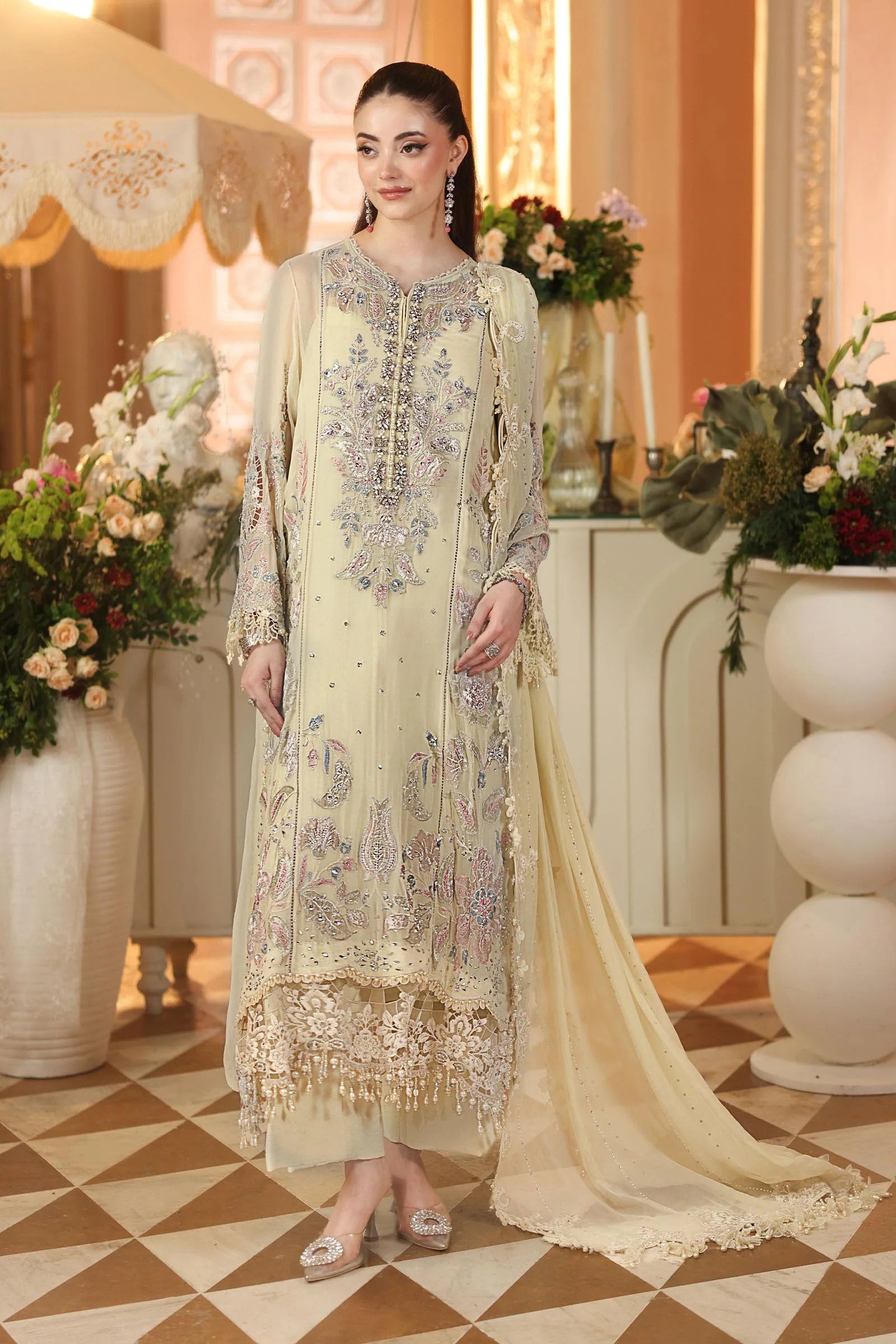 Maria B Chiffon Unstitched Collection 2026 | MPC-26-208-Pastle Sunshine