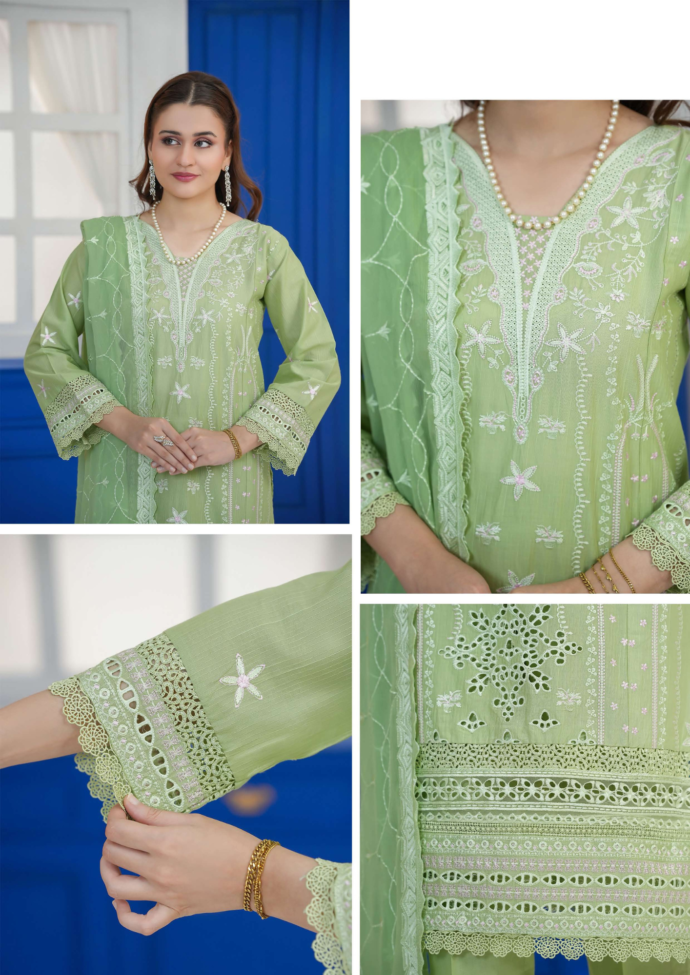 Agha Noor Cotton Ready To Wear Collection Khushi | Green
