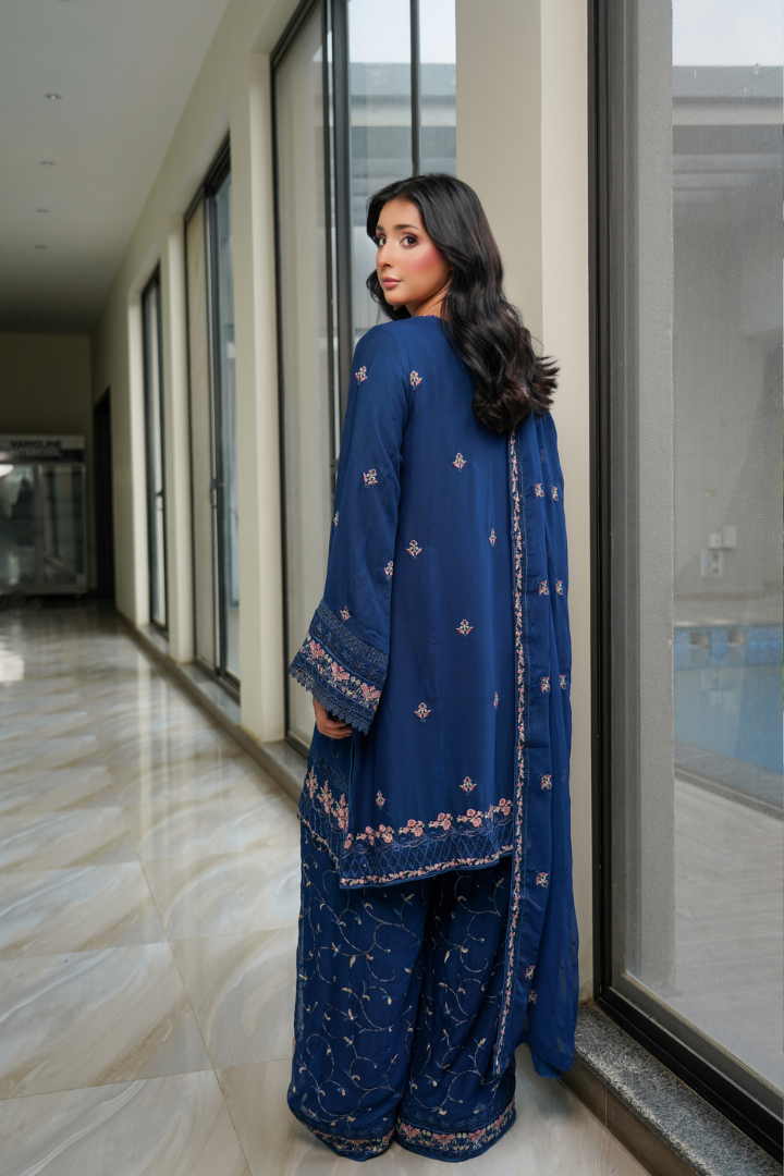 Agha Noor Shein Chiffon Ready to Wear Collection 2026 | Blue