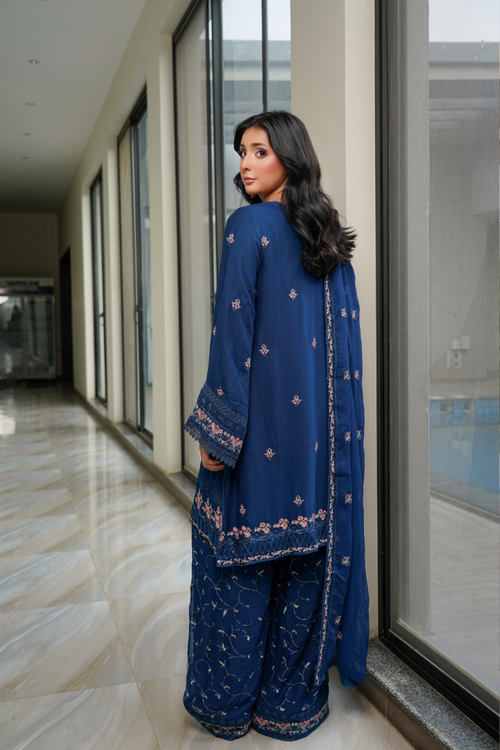 Agha Noor Shein Chiffon Ready to Wear Collection 2026 | Blue