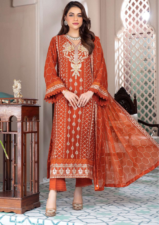 Agha Noor Shehnai Chiffon Ready to Wear Handwork Collection 25 | Orange