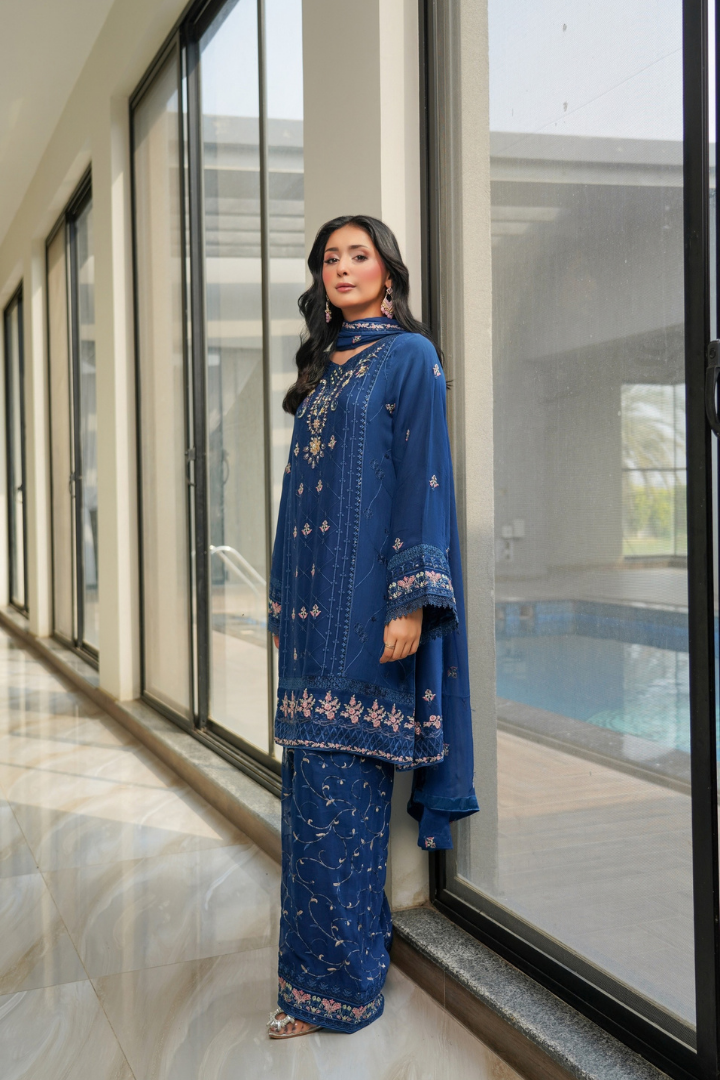 Agha Noor Shein Chiffon Ready to Wear Collection 2026 | Blue