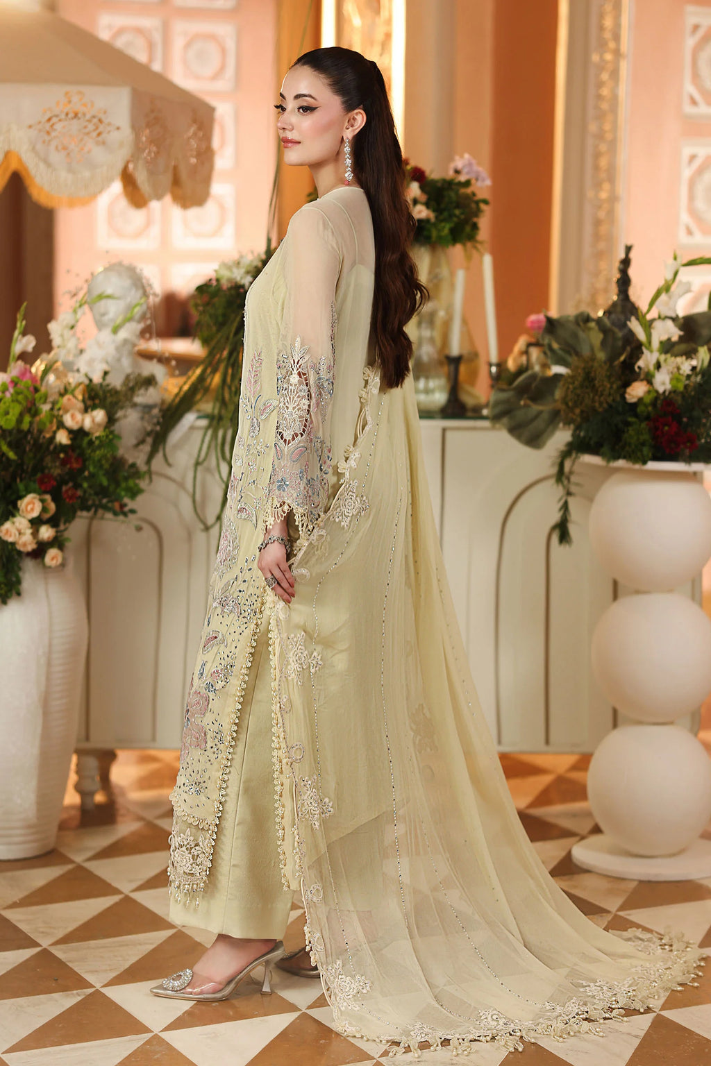 Maria B Chiffon Unstitched Collection 2026 | MPC-26-208-Pastle Sunshine