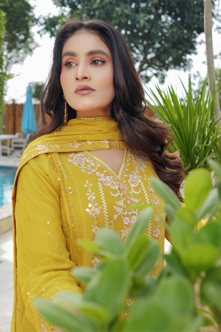 Agha Noor Sehnai Handwork Eid Ready To Wear Collection 2026 | Yellow - Mirha Fashion