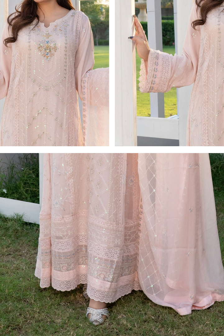 Agha Noor Luxury Gowns Rimjhim Vol-05 Ready to Wear Collection | Light Pink - Mirha Fashion