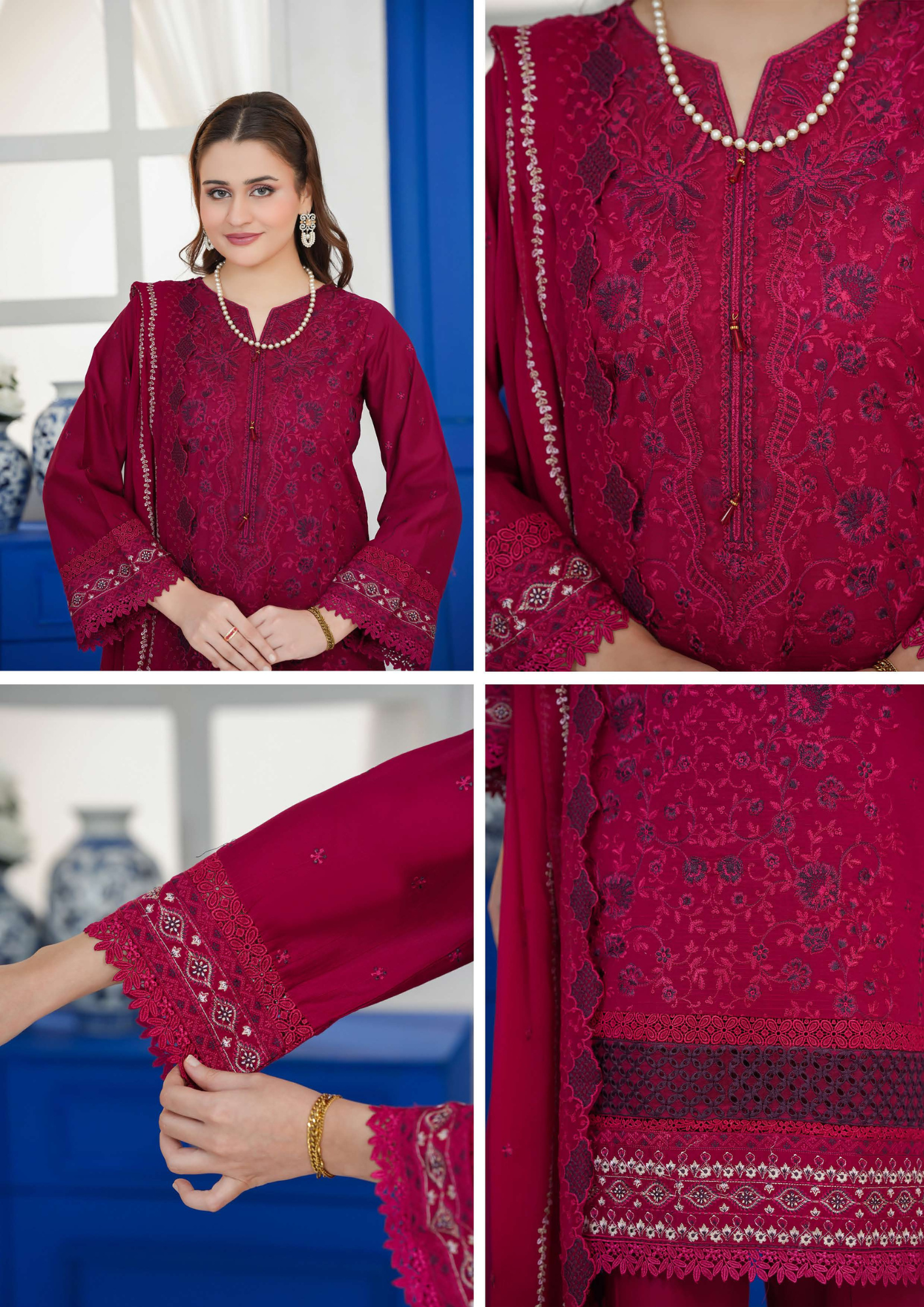 Agha Noor Cotton Ready To Wear Collection Khushi | Red