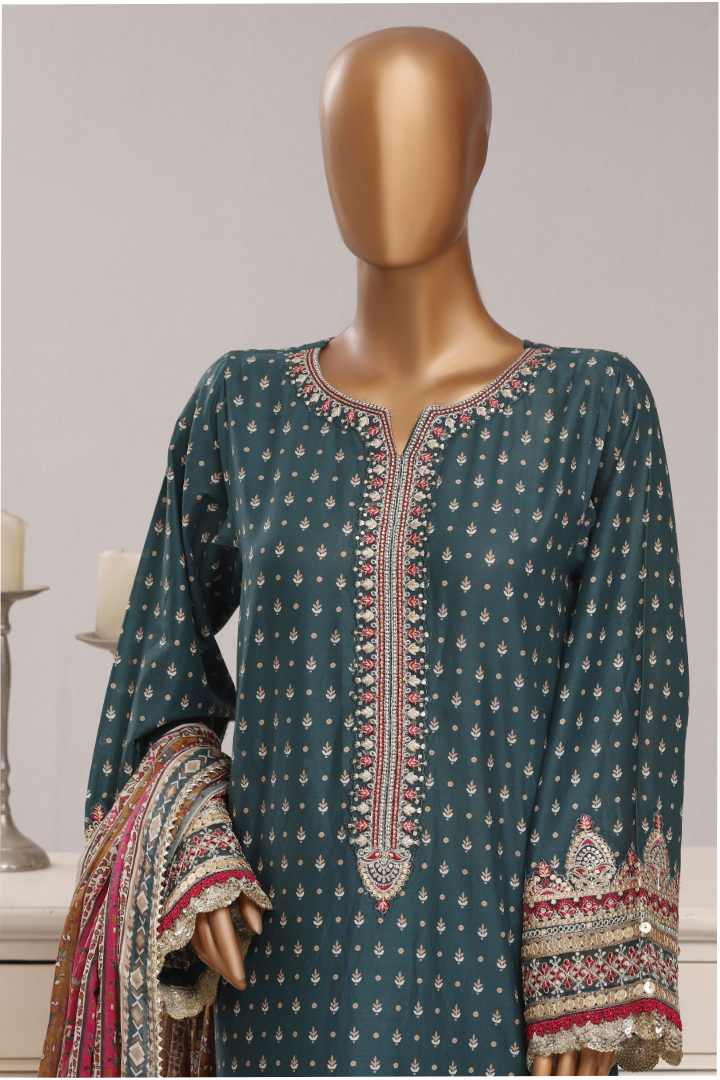 Sadabahar Regal Festive Emb Lawn Vol-3 Ready to Wear Collection | Green