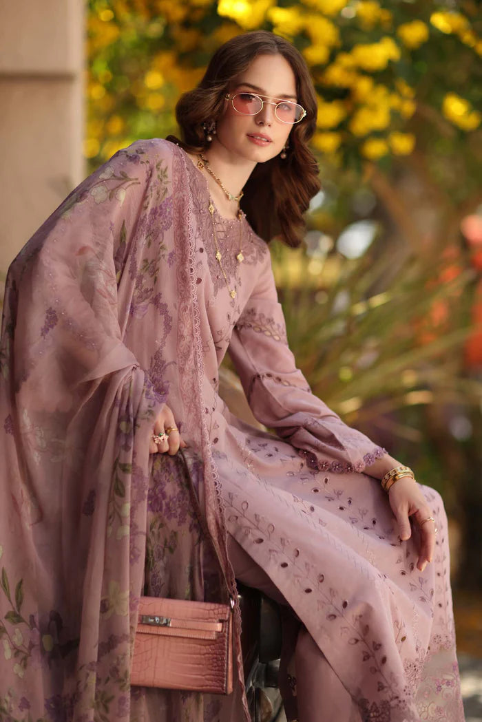 Noor By Saadia Asad Luxe Chikenkari Unstitched Collection 2026 | D4-B Dusky Rose - Mirha Fashion