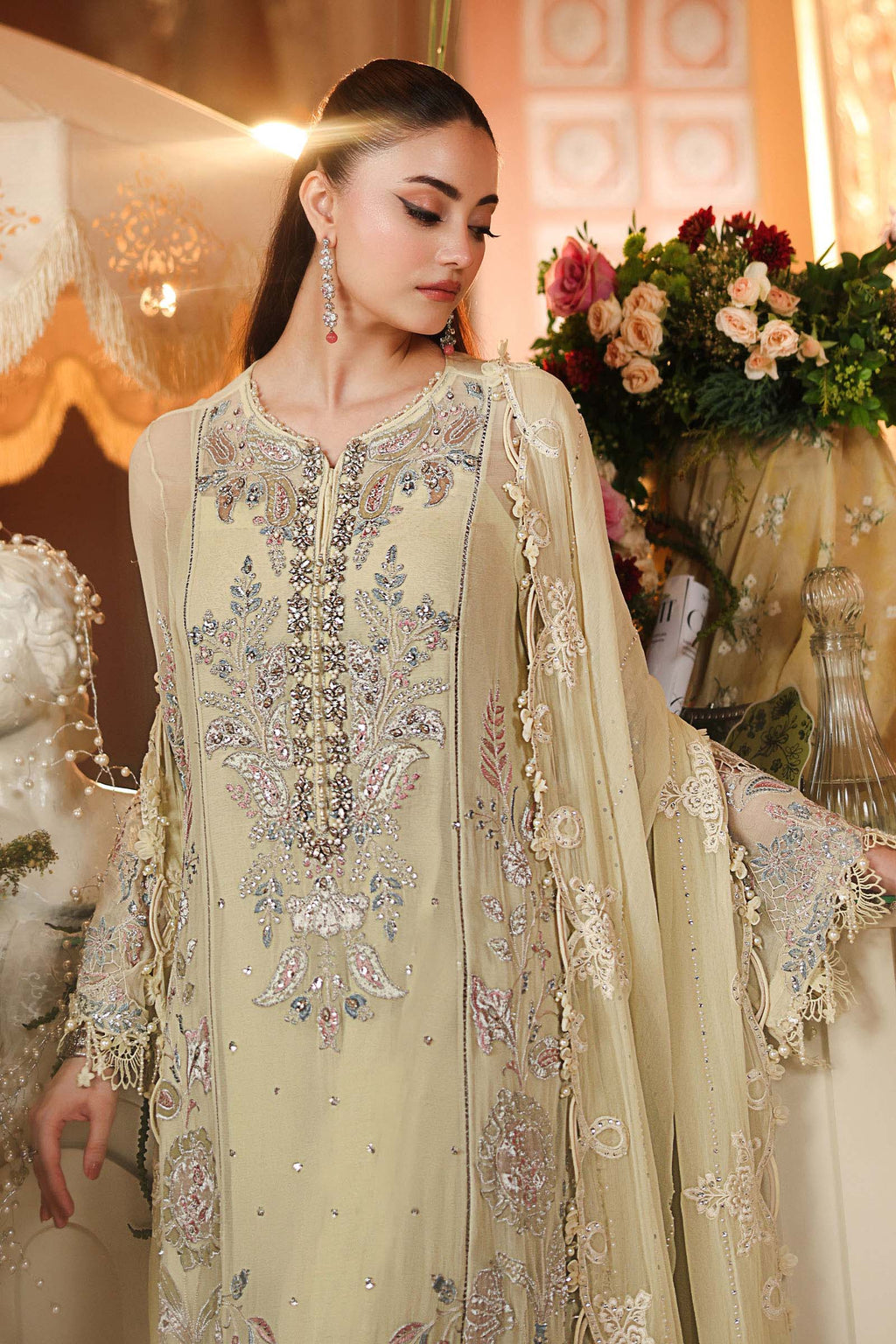 Maria B Chiffon Unstitched Collection 2026 | MPC-26-208-Pastle Sunshine