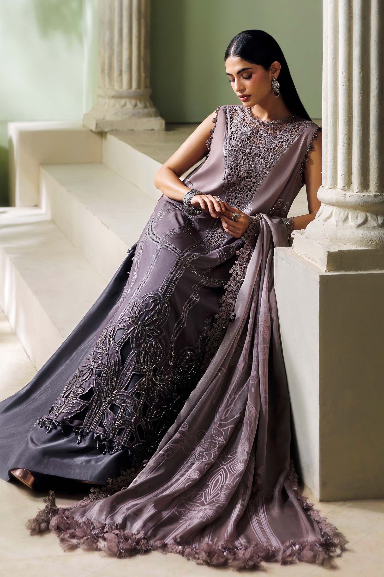 Maria B Soiree Unstitched Collection 2026 | SR-01-04-Dusty Mauve