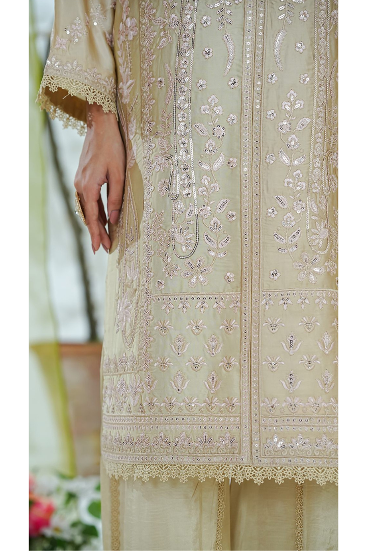 Shaanse Mehroo Cotton Silk 3PCS Ready to Wear Collection Jan-26 | Fawn