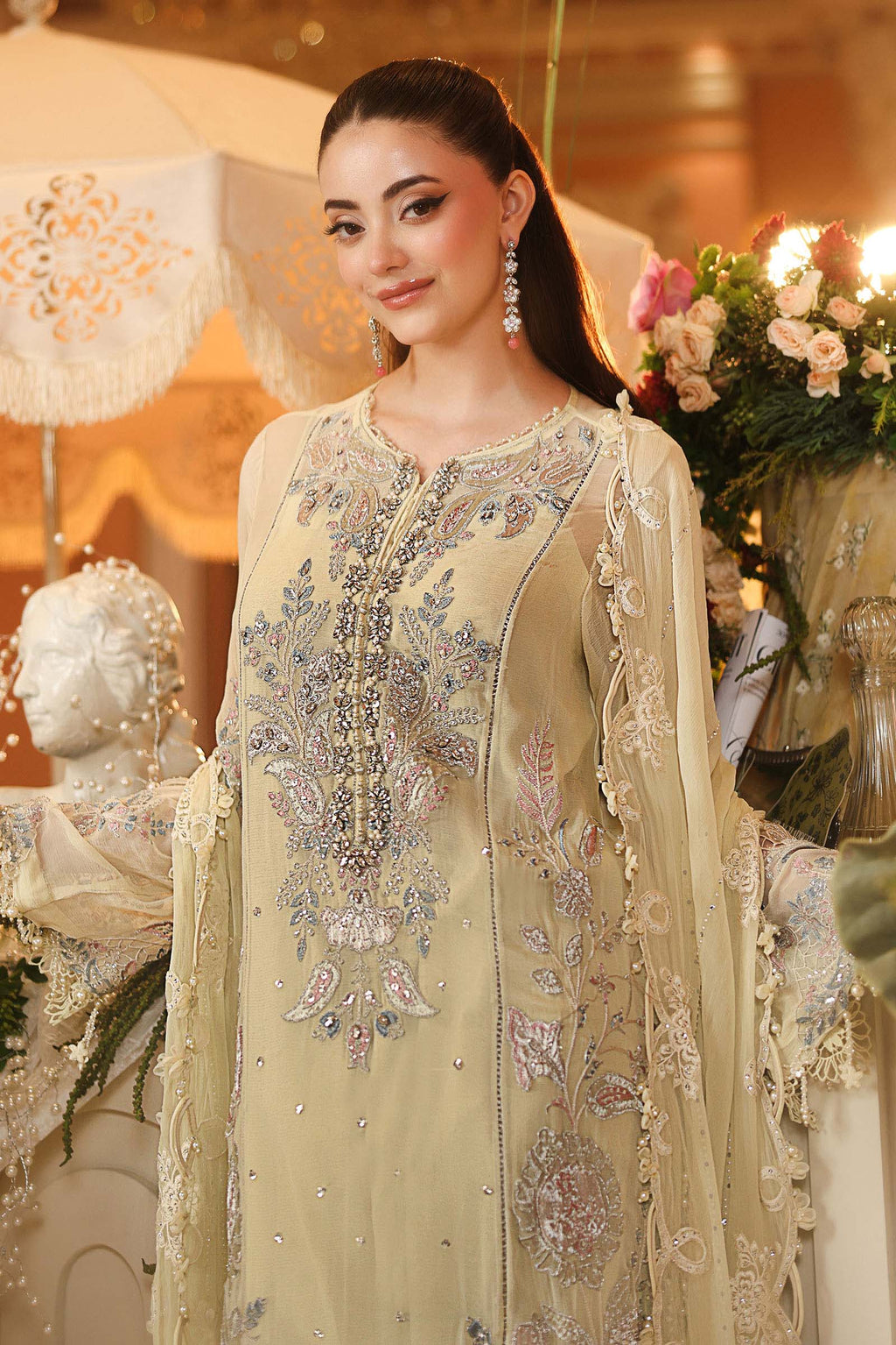 Maria B Chiffon Unstitched Collection 2026 | MPC-26-208-Pastle Sunshine