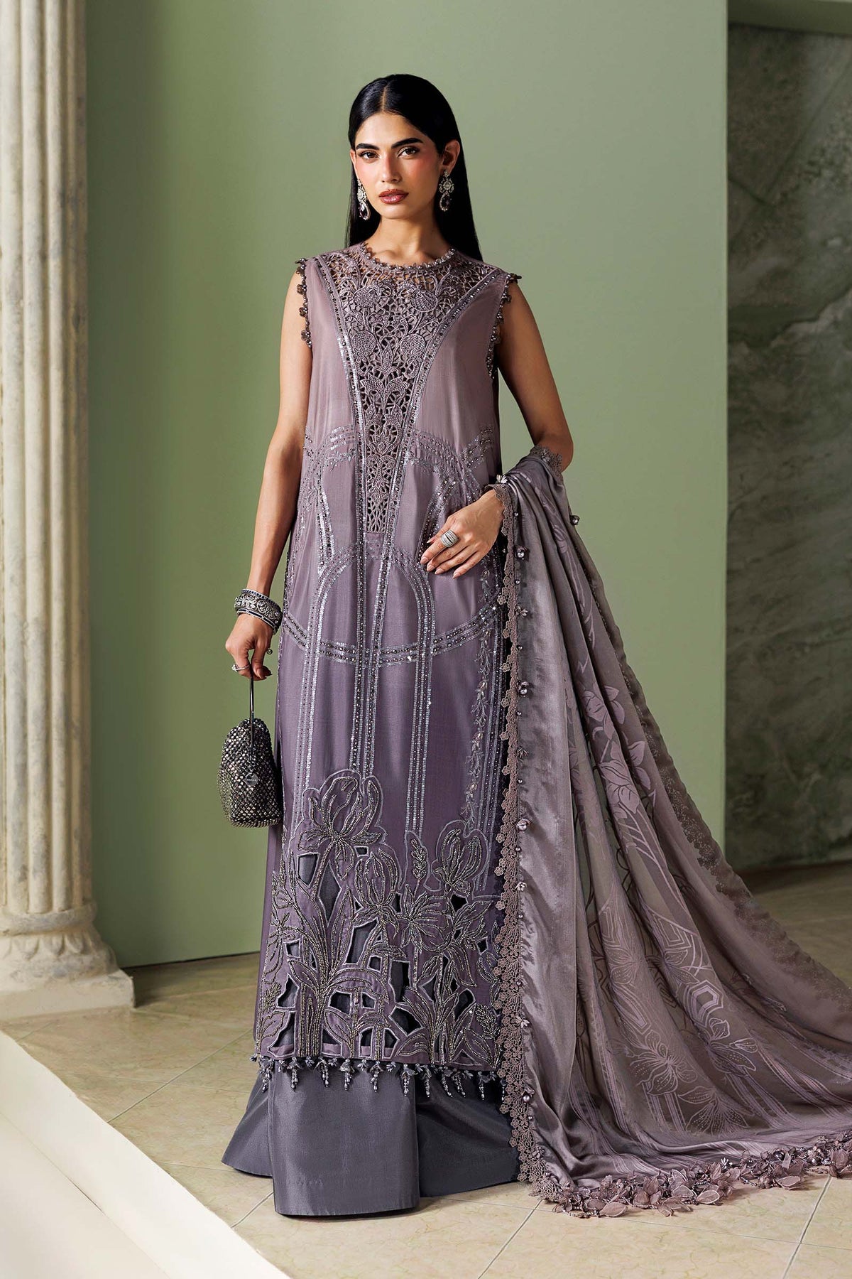 Maria B Soiree Unstitched Collection 2026 | SR-01-04-Dusty Mauve