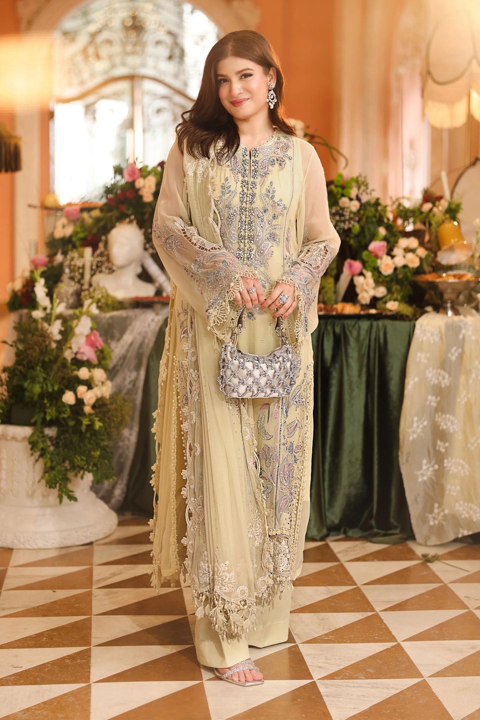 Maria B Chiffon Unstitched Collection 2026 | MPC-26-208-Pastle Sunshine