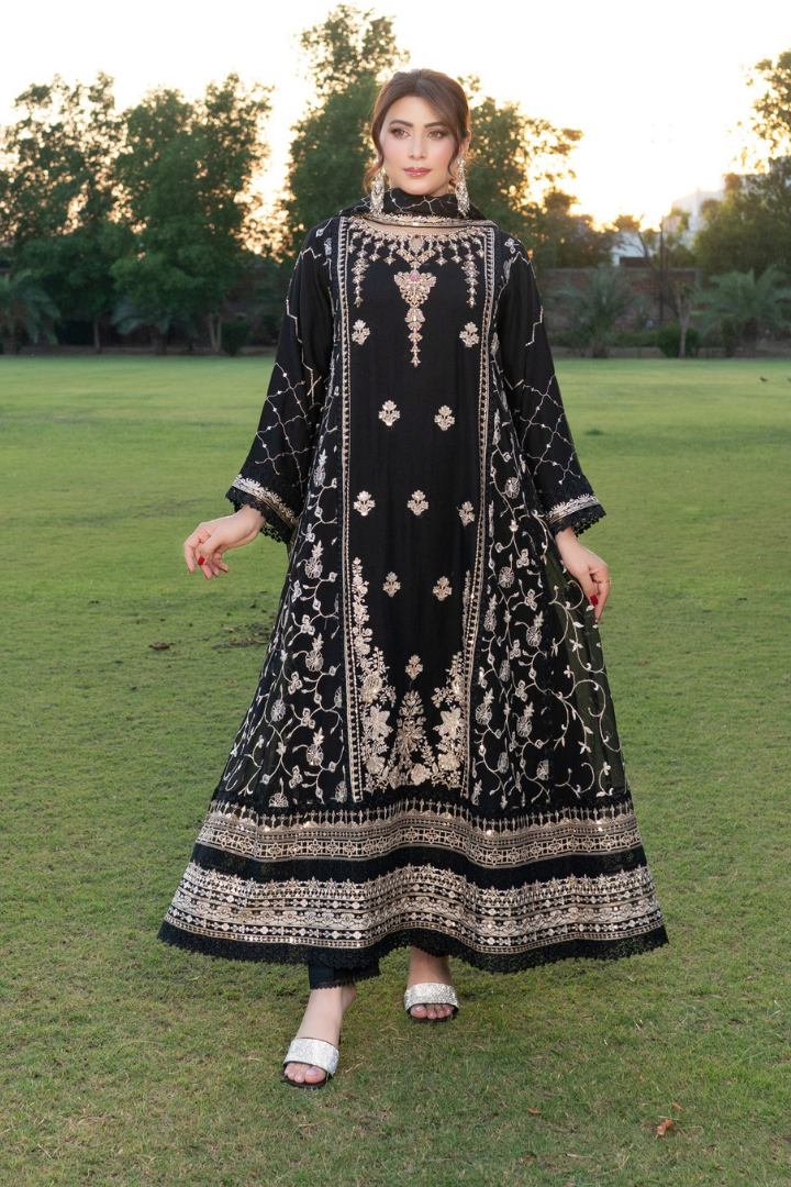 Agha Noor Luxury Gowns Rimjhim Vol-05 Ready to Wear Collection | Black - Mirha Fashion