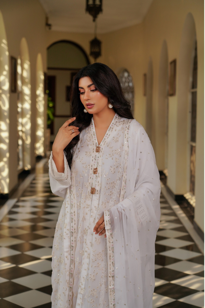 Agha Noor Luxury Gowns Afsanay Ready to Wear Collection | White