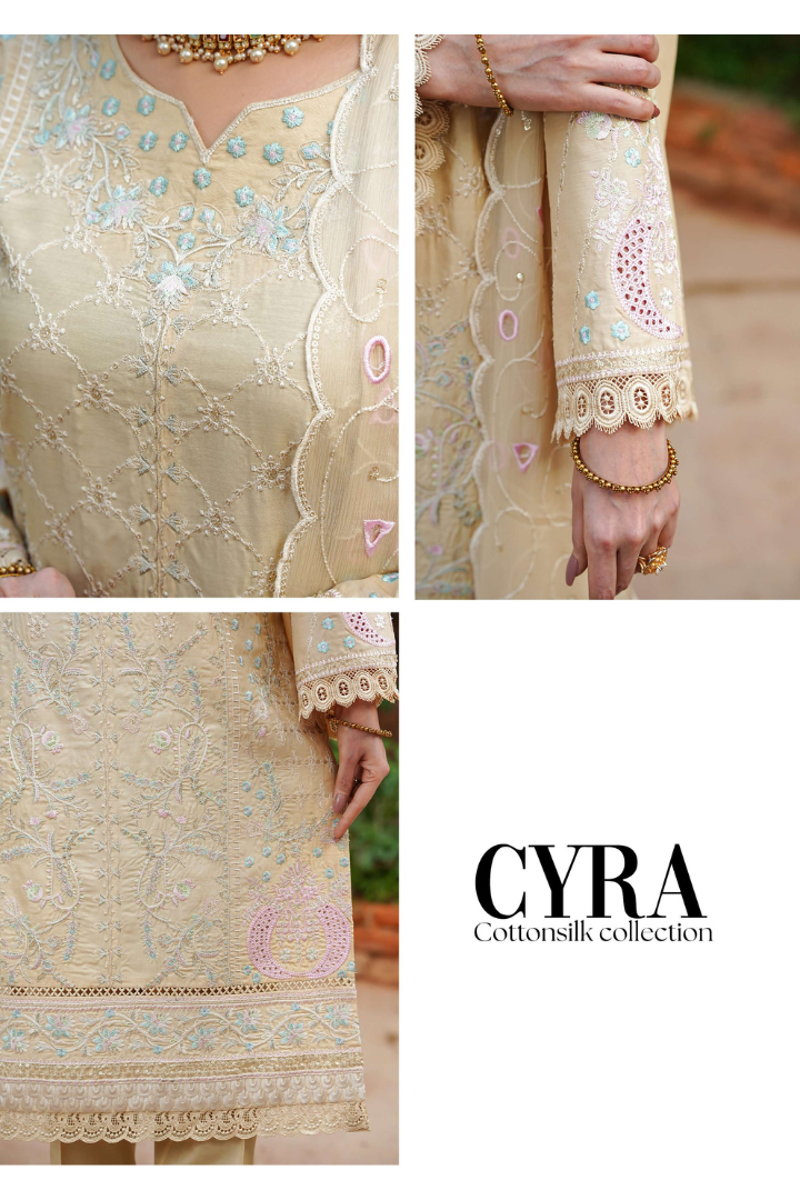 Shaanse Cyra Cotton Silk 3PCS Ready to Wear Collection Dec-2025 | Skin