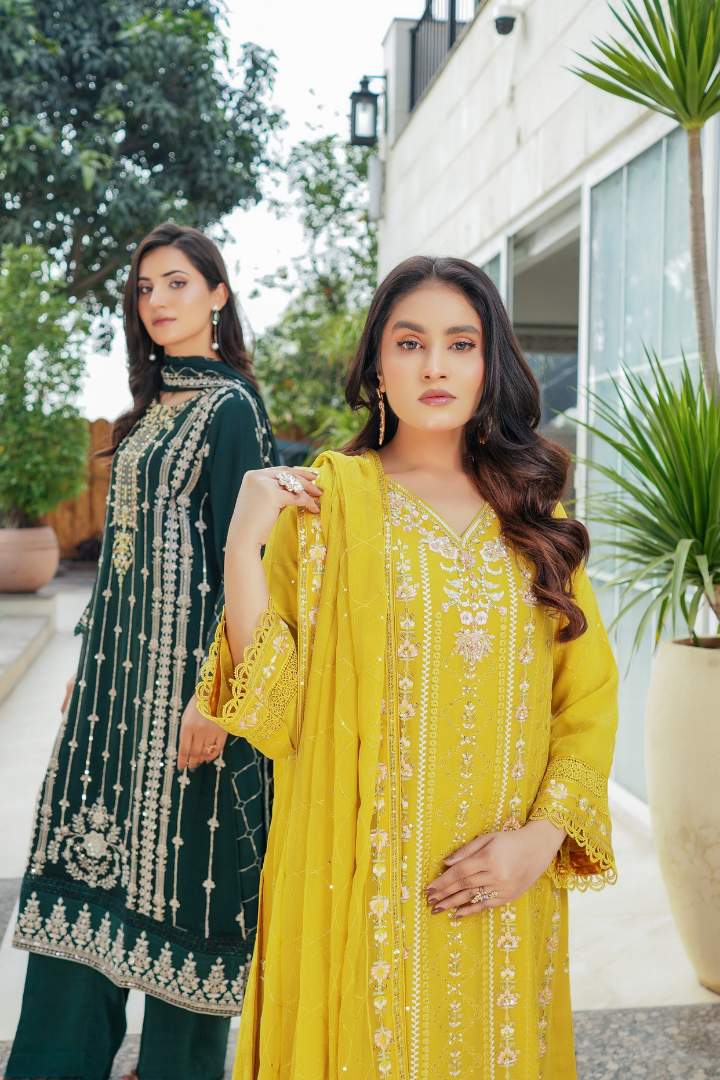 Agha Noor Sehnai Handwork Eid Ready To Wear Collection 2026 | Yellow - Mirha Fashion